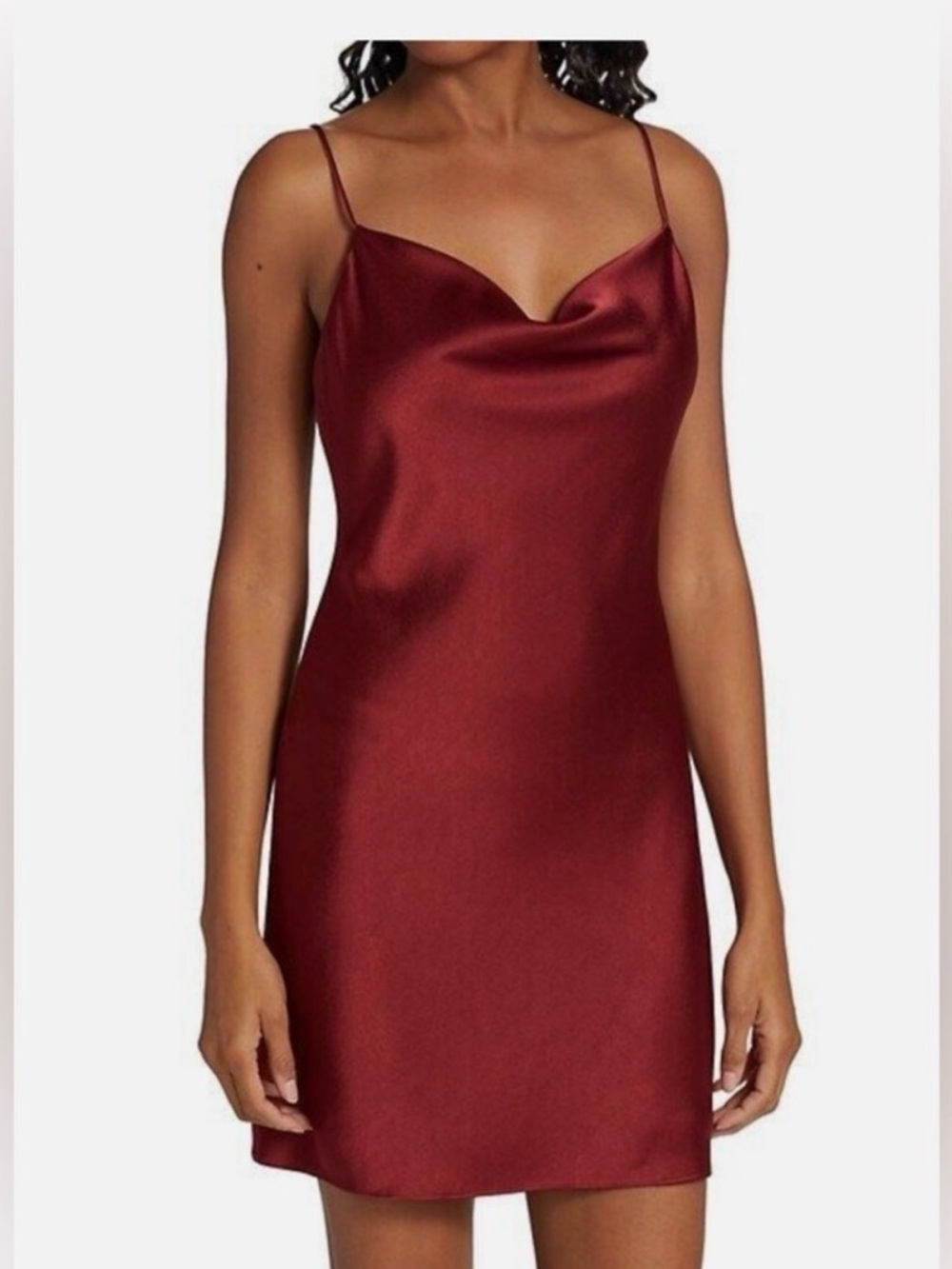 Alice + Olivia Satin Cowl Slip Dress in Burgundy